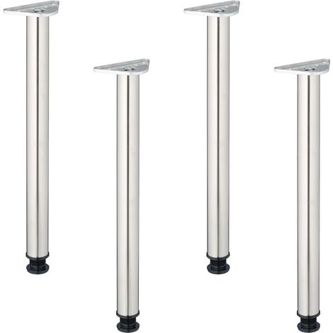 Set di 4 gambe per tavolo pieghevoli, moderne e regolabili 70 x 10 x 10 cm in acciaio inox spazzolato 130016842