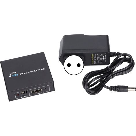 Répartiteur HDMI 1 Entrée 2 Sorties pour Écrans PC, Téléviseurs LCD et Moniteurs - Alimentation 100‑240V EU (1/5)