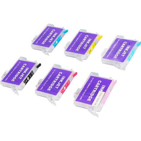 Cartouche d'encre 6 pièces pour imprimante Stylus Photo R200 R220 R300 R300M R320, kit d'accessoires de remplacement, compatible, haute qualité, pack de recharge noir et couleur. (1/5)