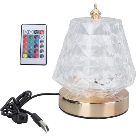 Ortviai Lampe de chevet en cristal avec projection d'ondes aquatiques, 16 couleurs RGB, télécommande incluse (1/5)