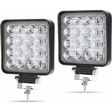 2 X 48W Projecteur Phare de Travail LED Carré 12V 24V Projecteur LED Voiture Etanche IP67 Spot Flood Lumière de recul(2 PCS) (1/5)