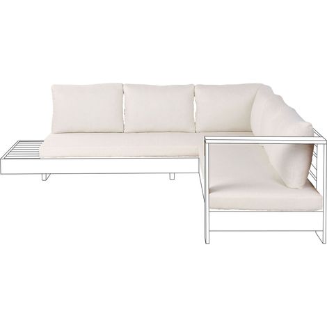 Set de Housses de Coussins d'Extérieur en Tissu pour Canapé d'Angle de Jardin Siège et Dossier Blanc Cassé Marettimo