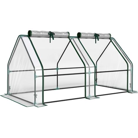 Serre en film transparent avec fenêtres à fermeture éclair, structure acier 180 x 90 x 90 cm (1/5)