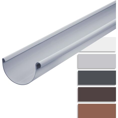 INEFA Dachrinne Kunststoff halbrund 200cm Regenrinnen PVC, einfache Steckmontage, Made in Germany - NW125 / 125mm, 1 Stück Grau
