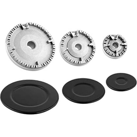 Ensemble de 3 chapeaux de brûleur universels pour cuisinières à gaz, comprenant des capuchons et des têtes de brûleur de rechange compatibles avec la plupart des cuisinières à gaz. (1/4)