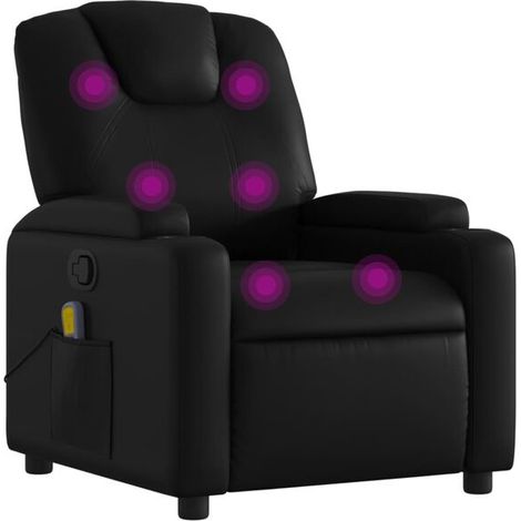 Chaise de massage ergonomique en similicuir noir – Fonction chauffage, roulement Shiatsu, 3 modes de vibration, réglage électrique de l’inclinaison et de la hauteur (1/5)