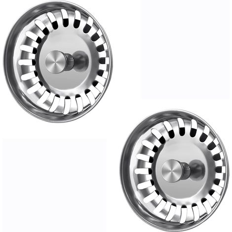 Bouchon Evier Cuisine Filtre de Lavabo de Salle de Bain en InoxydableBouchon d'évier Universel 2 pcs 79mm Acier Inoxydable (1/5)