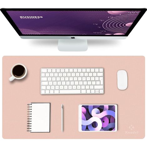 Tapis de bureau réversible 35x60 cm, sous-main pour ordinateur portable, protection de table pour bureau et maison (rose) (1/5)