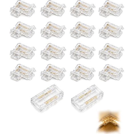 18 PCS Mini Connecteur LED COB 2Pin 8mm, Raccord Rapide Sans Soudure pour Ruban Lumineux Flexible COB, Adaptateur d’Angle pour Installation Éclairage Intérieur, Connexion Stable et Durable (1/5)