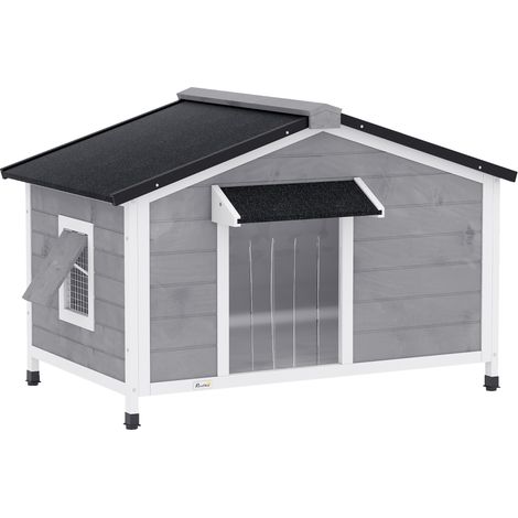 Niche Petite Moyenne Bois Sapin Design Surélevé Rideau Protecteur 2 Fenêtres Fond Amovible 109x79x72 cm (1/5)