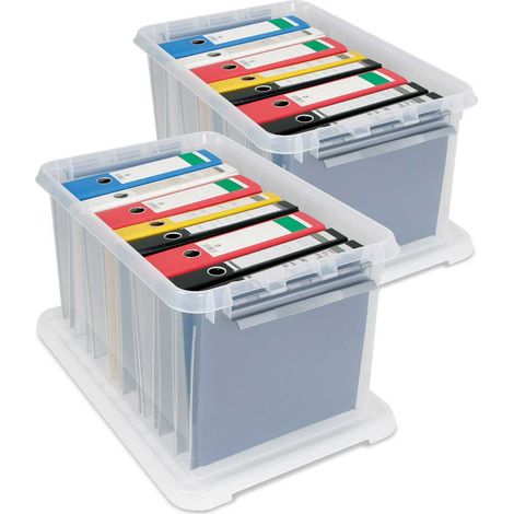 BRB 2x Transparente Aufbewahrungsbox, 62 Liter, LxBxH 60 x40 x 34 cm (1/3)