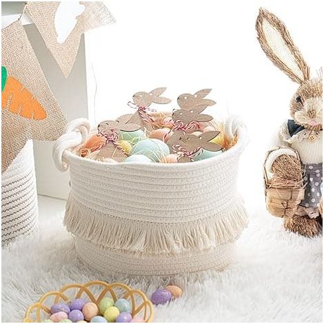 Petits paniers de rangement décoratifs en corde de coton tressée pour couches