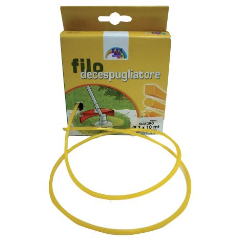 Filo in nylon giallo per decespugliatore tagliabordi sezione quadrata 3 mm x 10 mt