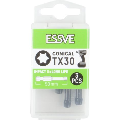 Punte per avvitatore a impulsi ESSVE IMPACT TX30, punta da 50 mm, 3 pezzi (1/2)