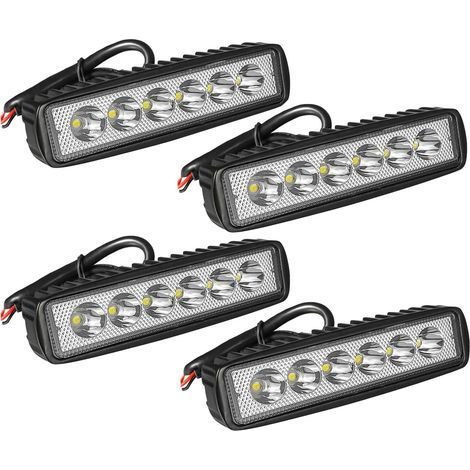 4 Phare LED, 6 Pouces 18W Projecteur Barre LED, 12v Moto Voiture Camion SUV Bateau 4x4 (1/5)