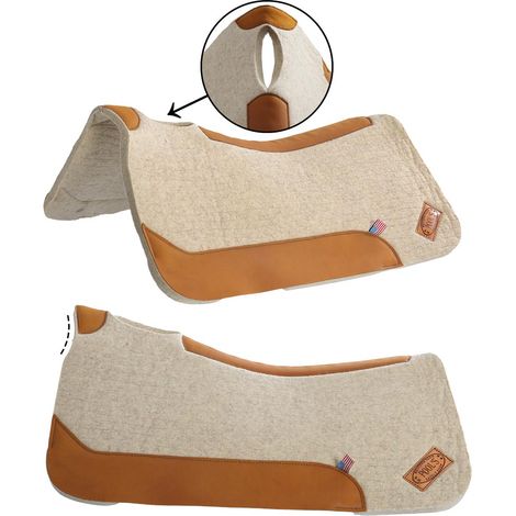 Marrone Oliato Scuro - Sottosella Western in feltro di lana con inserti in pelle