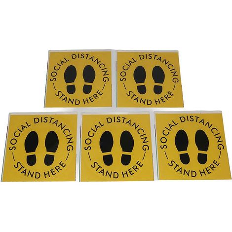 5PCS Marquage Sol Distance Sécurité Autocollant Signalétique Marche à Suivre pour École Marché Espace Public (1/5)