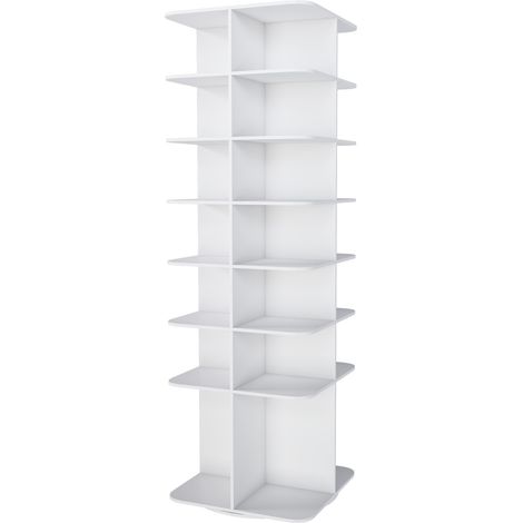 Scarpiera girevole a 7 livelli, organizer 360°, PVC bianco, 28 paia (1/5)