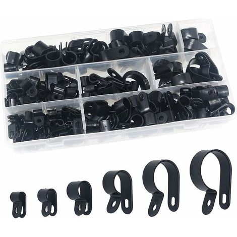 200 Nylon-Kunststoffclips – Befestigungselemente für Leitungen, Kabel, Schläuche und Kanäle Ø 5/6/10/13/19/23 mm