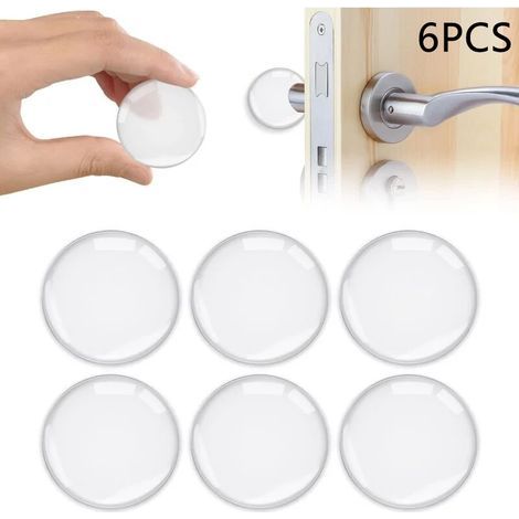 Butée de porte autocollante en silicone - Blanc - Lot de 6 (1/5)
