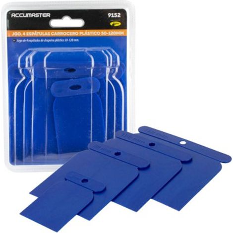 Juego de Espátulas Carrocero Plástico 50-120 mm - 4 Piezas, Flexibles y Resistentes - CARROCERO