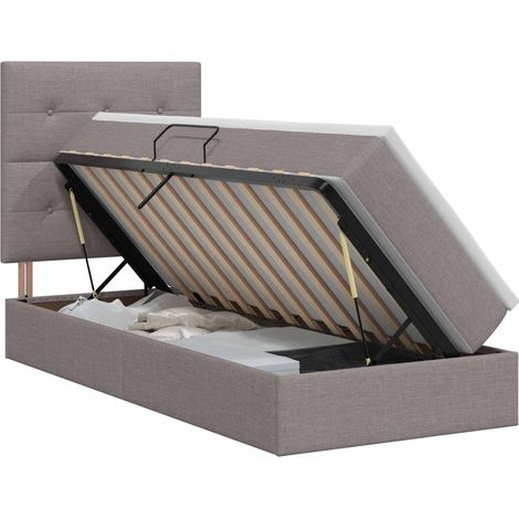 Letto con contenitore e materasso Tortora 90 x 200 cm Tessuto vidaXL (1/5)