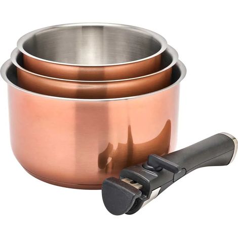 Lot 3 casseroles inox 18/10 colorées 16-18-20cm + poignée (1/5)