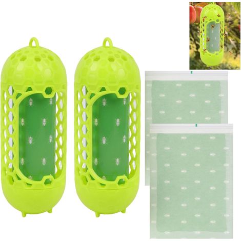 (vert émeraude) Lot de 2 pièges pour guêpes, frelons, abeilles et mouches, piège à mouches d'extérieur avec 4 autocollants, accrochables, convient pour maison, extérieur et jardin (1/5)