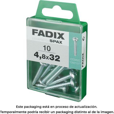 Caja de 10 unidades de tornillo de rosca chapa con cabeza redonda en cinc 4,8x32mm Fadix (1/3)
