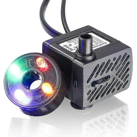 Pompe submersible spécialement conçue pour les fontaines d'intérieur moteur stable assurant la durabilité convient à une utilisation en eau douce et en eau de mer équipée de 4 lumières LED pour un (1/4)