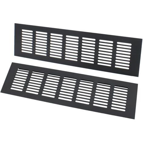 Grille d'aération rectangulaire 80 × 300 mm – Aluminium noir résistant à la corrosion – Pour ventilation cuisine et salle de bain