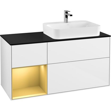 V&B Waschtischunterschrank Wandbeleuchtung Finion 120cm, Pl b m, Reg li gol m, glo wh. Lac (1/2)