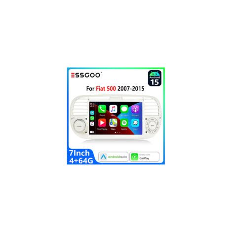 Autoradio Android 15 pour Fiat 500 (2007–2015) Écran Tactile 7 Pouces CarPlay sans Fil et Android Auto Blanc - 4+64G (1/5)