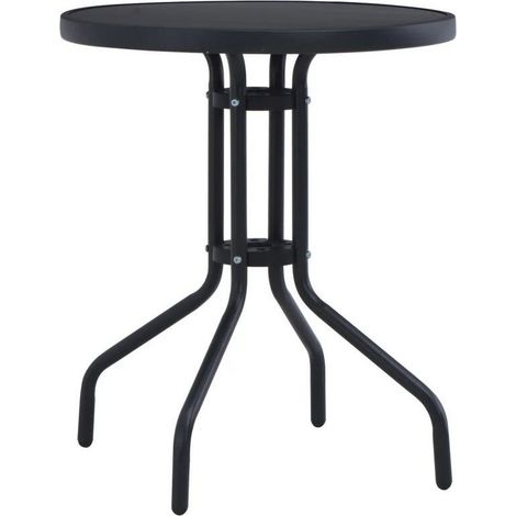 Table de jardin ronde verre et métal noir Colee (1/2)