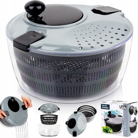 Secador rotatorio grande para lechugas, frutas y verduras, contenedor colador. (1/5)
