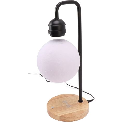 Lampe lune magnétique en lévitation, socle en bois, veilleuse de table en forme de lune flottante, prise américaine, AC100‒240V, noire (1/5)