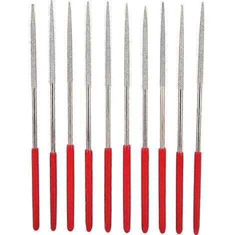 Ensemble de 10 limes à manche en métal plaqué pour la fabrication de bijoux, la réparation de montres et la sculpture (1/2)