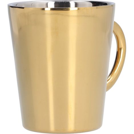 Tasse en acier inoxydable 304, 300 ml, isotherme, dorée, avec poignée, idéale pour boissons chaudes et froides (1/5)