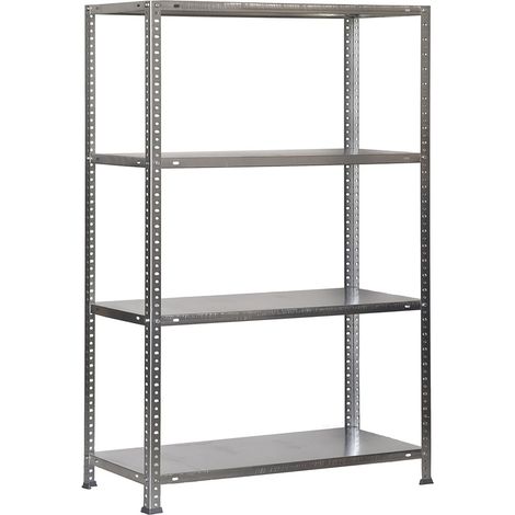 Étagère Métallique 1500x1100x400 mm, 4 Niveaux, Tablettes en Acier, 75 kg par Niveau, Galvanisé (1/5)