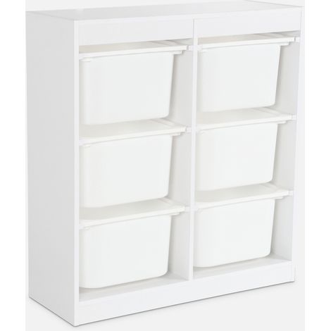 Mueble para niños con 6 cubos de almacenaje