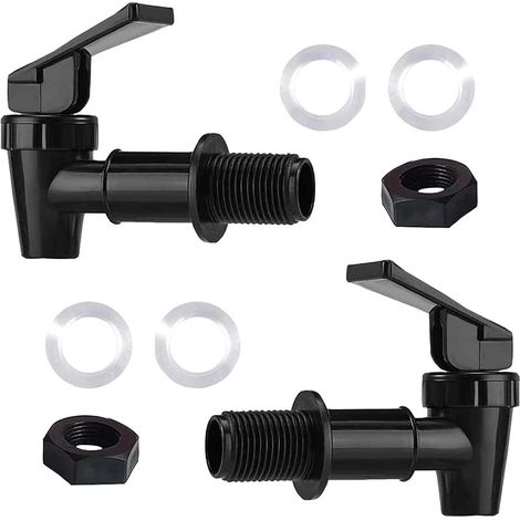 Lot de 3/4 robinets de refroidissement de rechange, distributeur d'eau en plastique, carafe de bouteille de type poussoir, bec verseur réutilisable, levier de boisson, robinet d'eau (noir) (1/5)