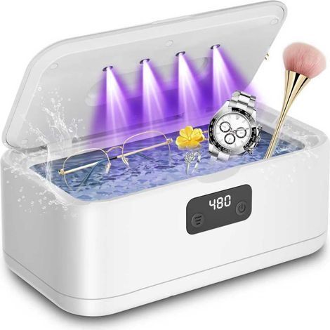 Nettoyeur Ultrasons Lunettes Bijoux Dentaire 800ml 49000HZ Lampe UV Ultrasonic Cleaner 5 Réglages de Temps Machine Ultrason Nettoyage pour Diamants Montres Collier Tête de Rasoir (1/5)