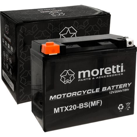 Batería de gel Moretti 12V 20Ah 270A MTX20-BS YTX20 para quads, ATV y motocicletas. (1/2)