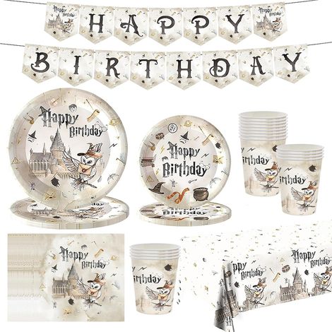 Decoration Anniversaire Vaisselle de fete 82 Pièces Vaisselle Papier Assiettes Papier Tasses Serviettes Nappe pour et HAPPY BIRTHDAY Bannière,pour Enfants Anniversaire Fête (1/4)