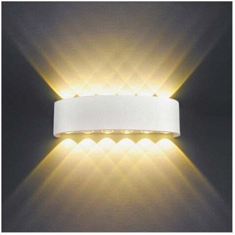 BUNTHAUS Applique Murale Interieur LED 12W Blanc en Aluminium, Lampe Murale Moderne Up Down Spot Lampe pour Salon Chambre Hall Escalier Pathway，(Blanc Chaud)