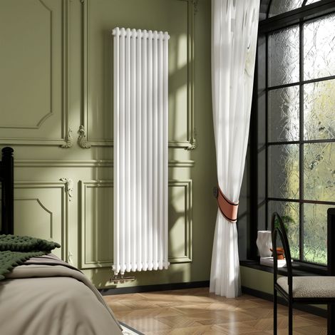 AICA Traditioneller 2-Säulen Heizkörper 1800x470mm Weiß aus Stahl