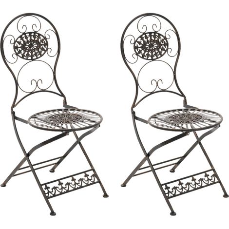Lot de 2 chaises de jardin pliantes en fer bronze 43 x 50 x 91,5 cm 100008106 (1/5)