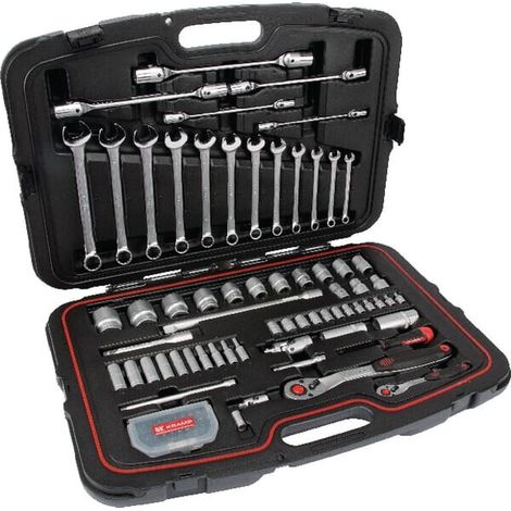 Juego de llaves de vaso combinadas de 1/4"+1/2" en malet铆n'96 piezas UNIVERSAL 180496420KR (1/3)