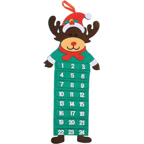 Adventskalender aus Filz, 24 wiederverwendbare Wandtaschen, Hängedekoration für den Countdown bis Weihnachten (1/5)