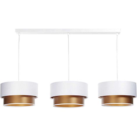 Suspension design satin blanc et cuivre ambiance élégante - Blanc satin avec intérieur cuivre (1/4)